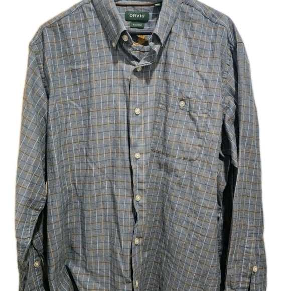 Orvis Other - Orvis XL Blue and Tan Plaid Long-Sleeve Button-Down Shirt